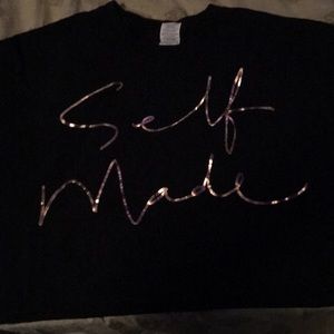 Crop top black shirt with gold writing